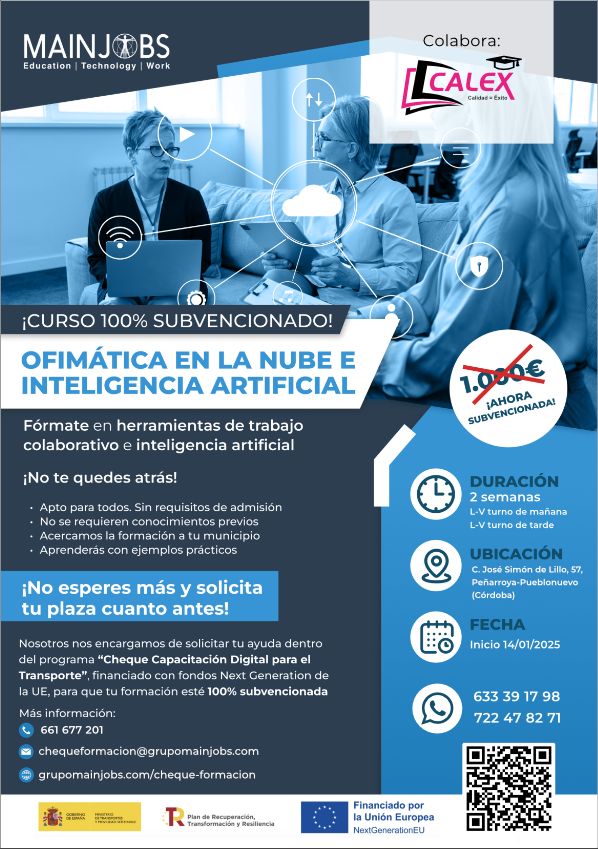 Nuevo Curso De Ofimática En La Nube E Inteligencia Artificial En El Centro De Formación Calex