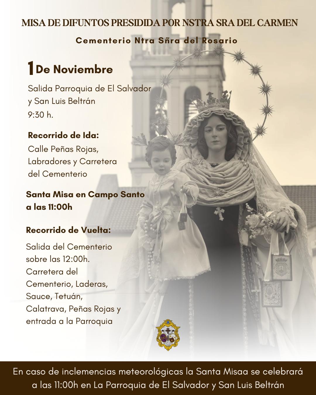 Cancelación De La Salida Procesional De Nuestra Señora Del Carmen En «El Día De Todos Los Santos»